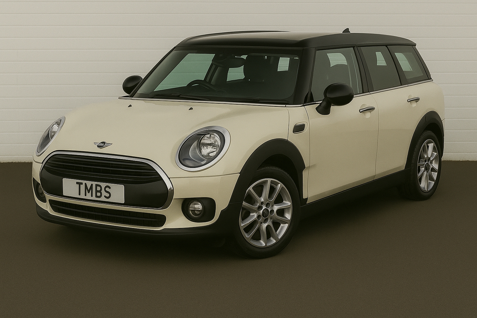 MINI F54 Clubman parked at The MINI Specialist garage with TMBS plate visible