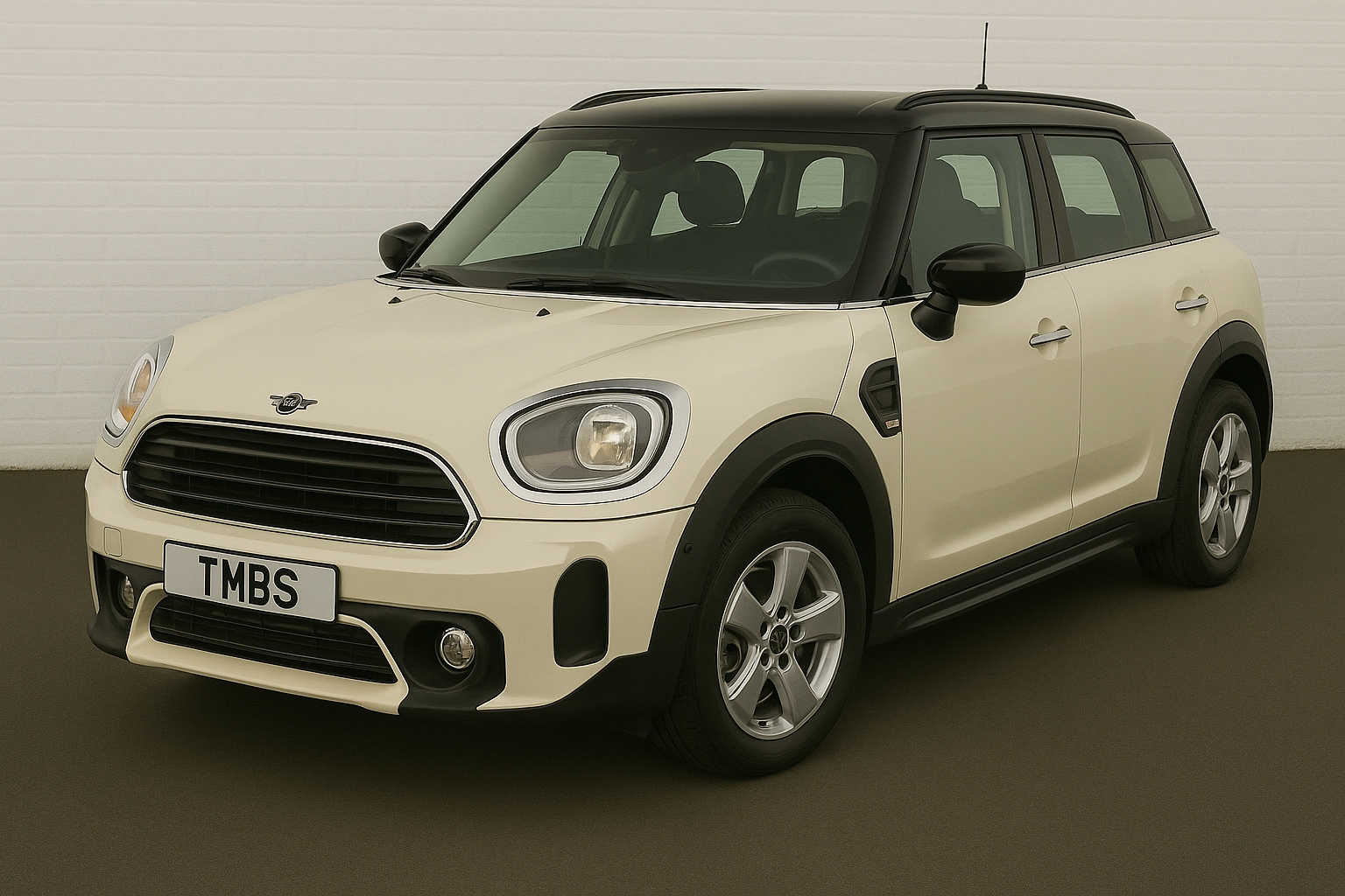 MINI F60 Countryman parked outside The MINI Specialist with TMBS plate visible