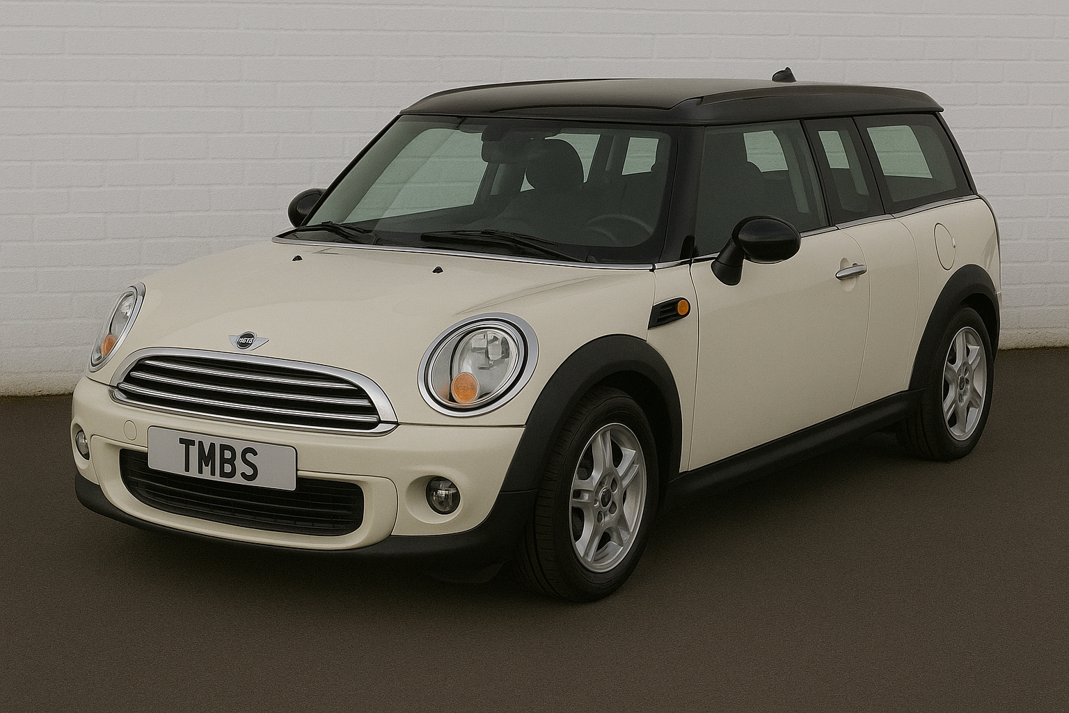 MINI R55 Clubman front view at The MINI Specialist garage with TMBS plate